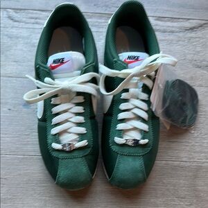 Nike Women's Green and White Classic Sneakers